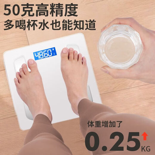 【支持米家APP控制】体脂秤电子秤家用体重秤人体秤高精度精准耐用减肥脂肪秤小米平替人体体重称 米家联动体脂秤-白色【电池款】