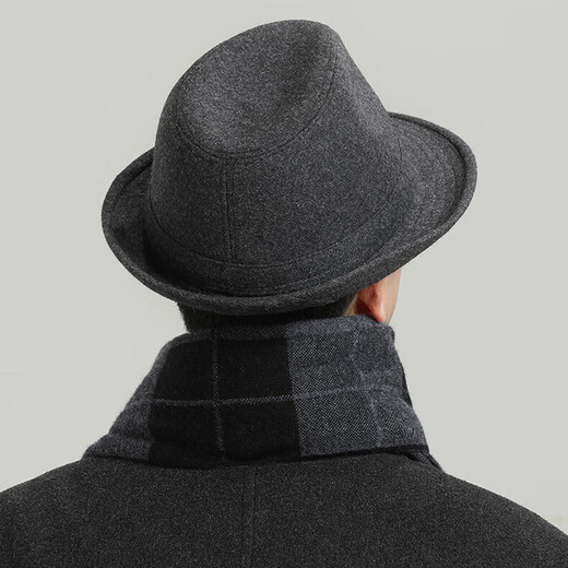 Hengyuanxiang middle-aged and elderly men's fashionable woolen hats for dad, grandpa and the elderly retro spring and autumn gentleman hat black