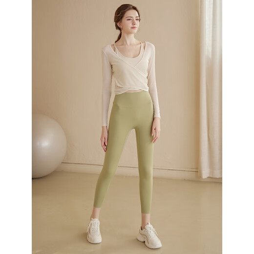 LULU CENTURY yoga clothes for women, sports tight long-sleeved running quick-drying breathable blouses for women, training Pilates fitness clothes tops for women, green blouse M