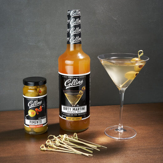 Collins Dirty Martini 杜松子酒鸡尾酒 橄榄盐 填充美食