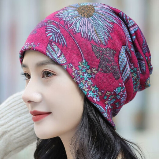 Sorte Schal Nackenschalkopf Hut Herbst und Winter Frauen Maskenhalle Halshülle Twisted Hals Schutz graue rote Blüten