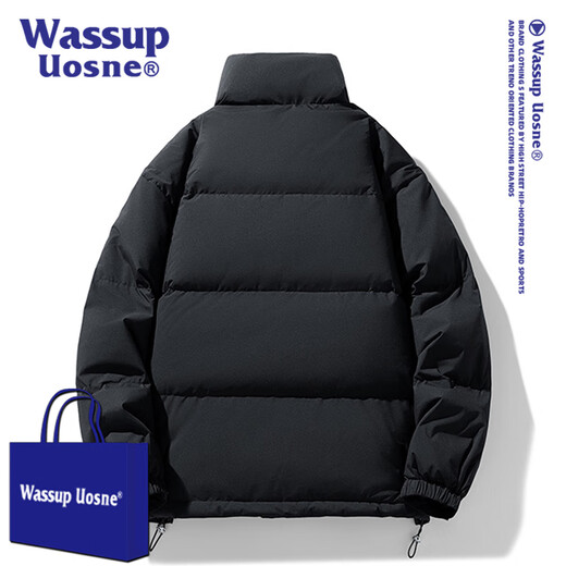 WASSUP UOSNE官方潮牌羽绒服男女款冬季美系免洗PU皮90鸭绒派克服飞行员外套男 9221活力粉（90%鸭绒） M （建议120-145斤）