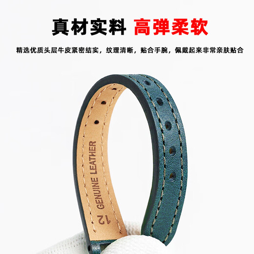 Zhuo Lei is adapted to COACH PARK small green watch 14503534/3894 women's small size notch leather watch strap blue-silver buckle interface width: 12mm