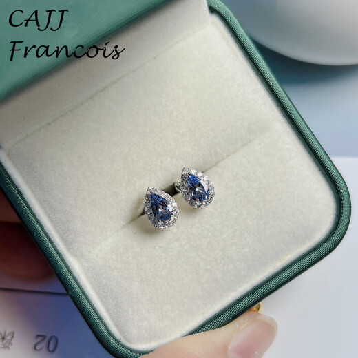 CAJJ Francois 0.75 carat tanzanite stud earrings for women, natural colored gems, jewelry gemstones, 925 silver inlay, tanzanite stud earrings