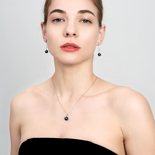 Muqin Tahitian black pearl pendant 18K gold diamond necklace light luxury jewelry necklace clavicle chain gift for girlfriend 12-13mm perfect round/strong light with thick 18K gold cross chain