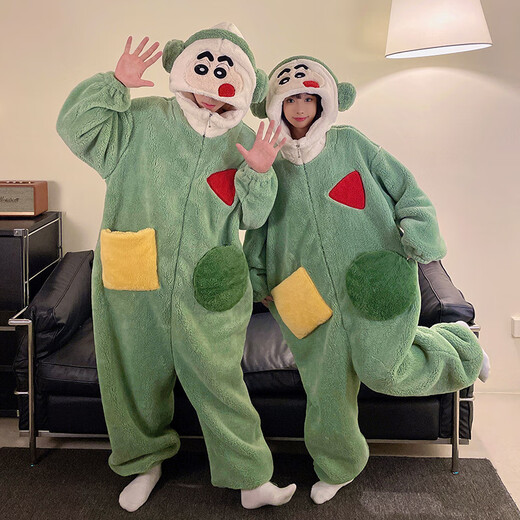 Mengdong Crayon Shin-chan Couple One-piece Pajamas Autumn and Winter New Thickened Coral Velvet Plush Warm Home Clothes for Men and Women N2847 One-piece#Xiaoxin 2XL Male 2XL 178-182cm 140-165Jin Jin is equal to 0.5 kg