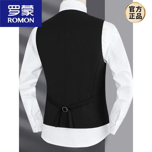罗蒙（ROMON）男士西装马甲商务职业背心新郎伴郎结婚礼坎肩兄弟团马夹灰色 灰色 五扣口袋B款 XL 140-155斤左右