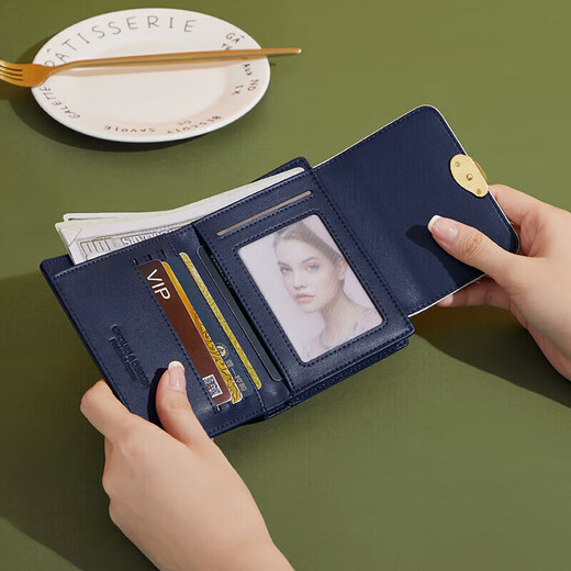 Cnoles wallet ladies cowhide wallet short change mini bank card bag birthday gift for girlfriend wife
