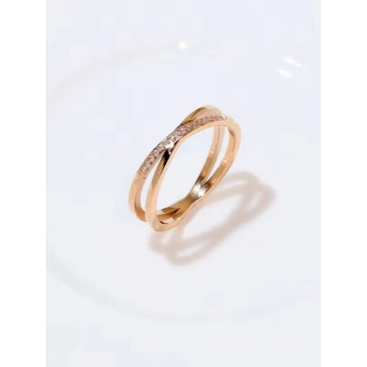 DL 1998 Fat Donglai same style ring color gold 18k gold rose gold AU750 women's plain ring double ring cross diamond ring tail ring free 8 US size (equal to 16-17 Hong Kong size)