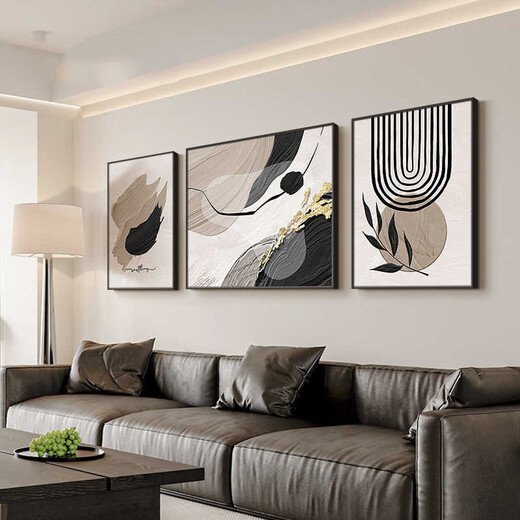 
Meiyouchun black, white and gray abstract art sofa background wall decoration painting high-end living room hanging painting modern simple triple mural JD13782 left and right 30*40 middle 60*40
