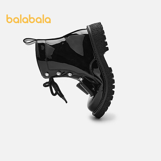 Balabara Chaussons pour enfants Bottes pour enfants Bottes de filles Low Top 2025 Nouveau printemps et automne Martin Boots exquis Princesse en cuir Bottes en cuir non glissées Black 90001 30 (Longueur du pied 18.1-18.7 / longueur intérieure 19,7)