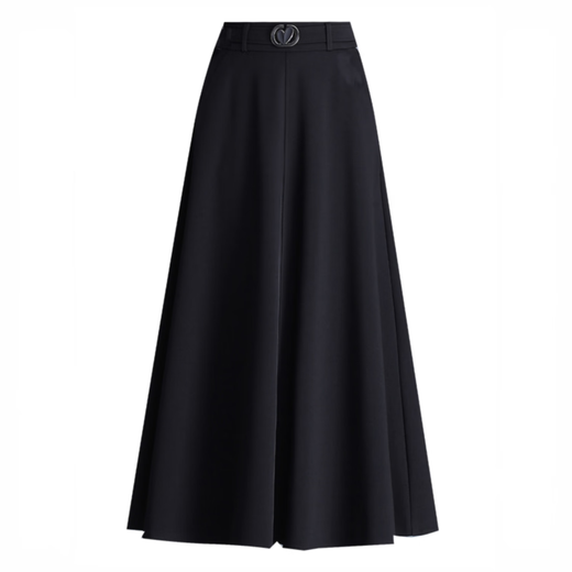 Woolen skirt for women with drapey black winter 2025 new style high-waist skirt that covers the crotch and looks slimming, long skirt with pleated skirt, black M 2 feet/recommended 90-100 Jin Jin is equal to 0.5 kg