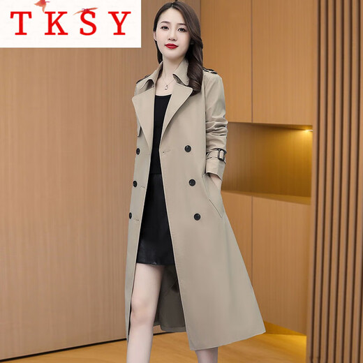 TKSY杭州意法风衣外套女款秋季2025新款中长款贵夫人洋气时尚女式大衣 卡其 4XL (146-155)斤