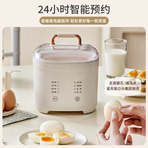 IOSN German egg cooker fully automatic mini small household automatic power off multi-function boiled egg artifact yogurt machine small hot pot 4-egg smart 304 stainless steel steaming bowl