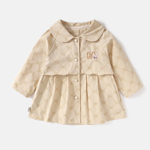 Children's School Students (TONGXIAOSHENG) Girls' Trench Coats Spring and Autumn Baby Children's Autumn Mid-Length Baby Fashionable Cardigan Children's British Trench Coats Khaki 100
