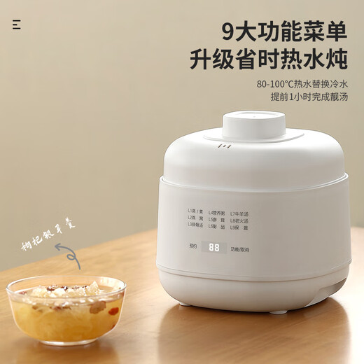 Jiuyi electric stew pot water-proof household baby food supplement pot for cooking porridge and soup bird's nest ceramic small electric stew pot white 1L