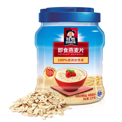 桂格即食燕麦片1000g/1478g 无蔗糖膳食纤维即食纯燕麦片早餐代餐饱腹 1.478kg/袋+1kg/罐