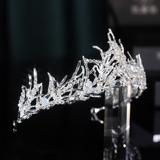 Crown tiara adult bride main wedding dress headband tiara goddess 18-year-old princess performance hair silver 3 TS-0007-C