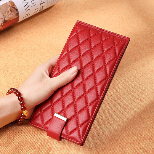WILLIAMPOLO Emperor Paul Wallet Women's Card Bag Women's Lambskin Long Ultra-Thin Multi-Card Card Bag Diamond Business Card Clip Bag Black
