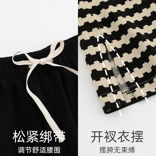Yuenei Couple Pajamas Women's Summer Short-Sleeved Shorts Pure Cotton Home Clothes Casual Fashion Striped Men's Summer Thin Suit 33001 Wave Pattern Men's 2XL (Male 160-180 Jin Jin equals 0.5 kg / Female 140-160 Jin Jin equals 0.5 kg)