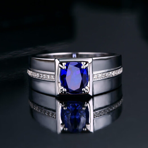HEEKAIYI ring men's royal sapphire ring luxury jewelry Chinese Valentine's Day birthday gift for husband and girlfriend Royal sapphire ring (main stone about 1.13 carats/flawless selection)