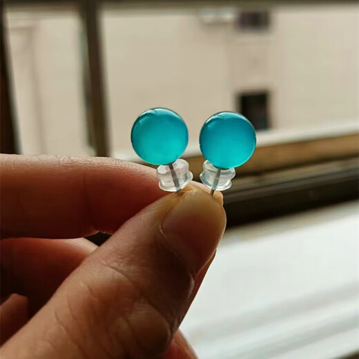 Lianju s925 sterling silver natural amazonite earrings, high ice high blue crystal earrings for women, all sterling silver, non-allergenic, sterling silver, 9MM pair, free demagnetizing stone sterling silver silicon