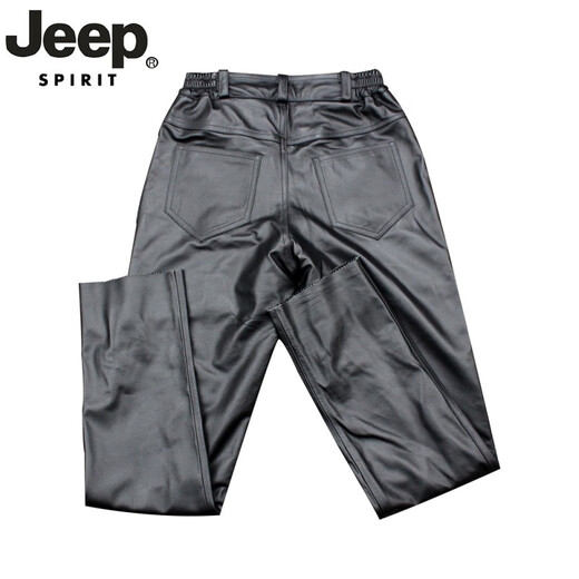 Pantalon en cuir authentique de jeep spiritueux pour la tête de tête pour hommes Pantalon de moto à travers le vent pour l'automne et l'hiver Pantalon décontracté d'âge moyen d'automne et d'hiver