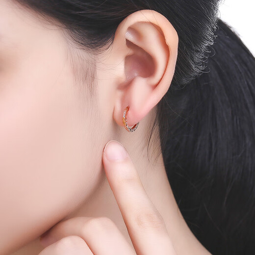 Saturday Fu 18K gold earrings for women three-color gold earrings KI091470 pair birthday gift