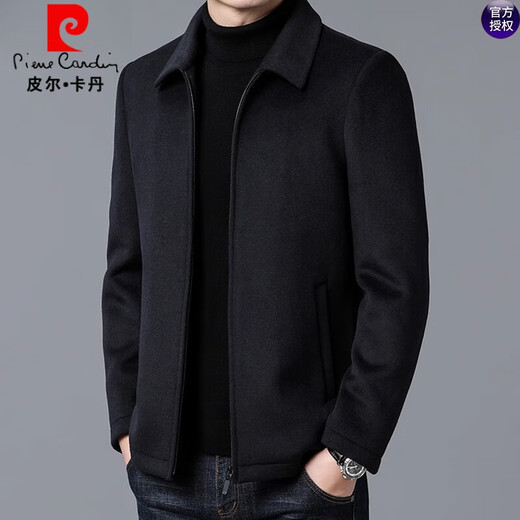 皮尔卡丹（pierre cardin）羊毛毛呢大衣外套男短款秋冬季装加厚翻领中年男士呢子夹克外套 99802灰色 170/M