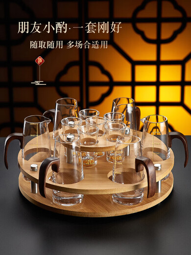 Sailoto Chinese glass white cup divider set, hotel home light luxury cup, one cup, walnut handle crystal divider 100ML 10 pieces + white cup 10ML 10 pieces +