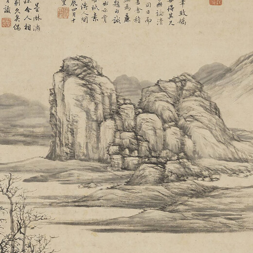 元倪瓒山树图古代山水画卷轴名画复仿古画中式挂画 元钱选芙蓉鸳鸯图12392 30X54厘米（喷绘画心尺寸） 装裱