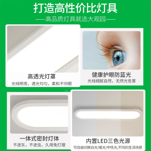 大观园（DGY）过道灯走廊灯led吸顶灯现代简约北欧长条客厅灯书房阳台灯具O263 3892-白100cm-中性光40W-全光谱