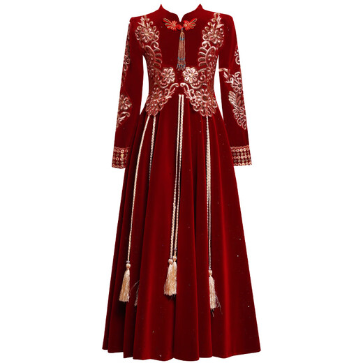 
Meow Camel Girls Ancient Costume Han Clothing Winter Year of Dragon New Year New Year New Year greetings winter Chinese style Tang Dynasty Girls Long Dress 9855 Red Fur Collar 170cm