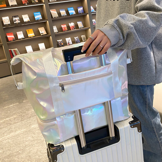 Bolsa de viaje de corta distancia Xingxi Hembra Haz Mano aplaza un tamaño diferente de la bolsa de ejercicios livianas pequeños equipaje para la bolsa de viajes de producción Bolsa de mochila Pearlescent White [expandible, papel de zapato]