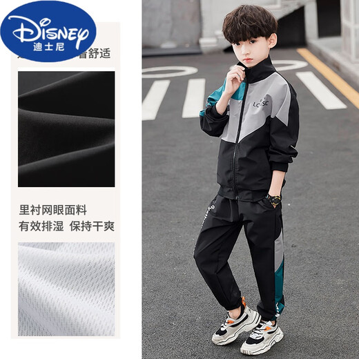 Disney Children's Clothing Boys' Spring and Autumn Sports Suit 2024 New Boys' Medium and Large Children's Two-piece Set Children's Korean Style Fashionable Green (It is recommended to buy half a size larger 150cm