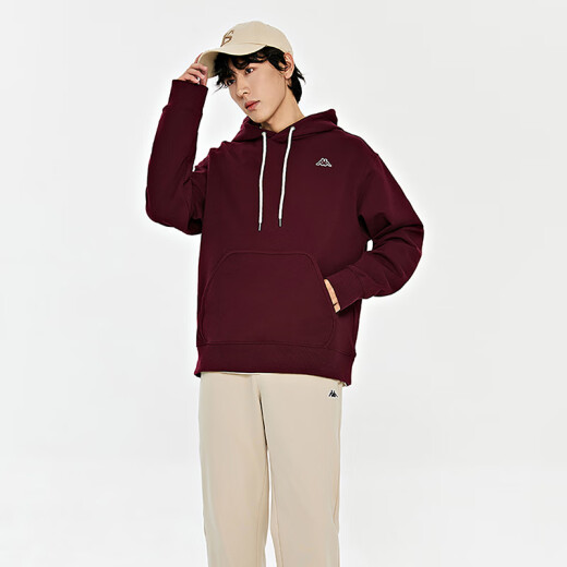 Kappa Retro Pullover Hoodie 2024 New Men's Knitted Sports Sweatshirt Casual Long Sleeve K0E12MT10 Windsor Wine Red-599XL