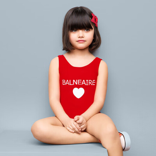 Van De'an (BALNEAIRE) high-end little red heart series girls' one-piece hot spring sun protection vacation swimsuit training Apple Red 100