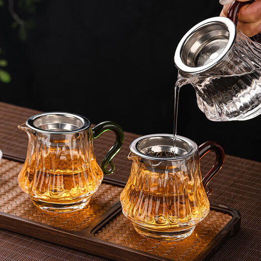Glass Fair Cup High Temperature Resistant Tea Maker Teacup Petals Household Tea Sea 22171 Fair Cup Amber Handle *Without Tea Leak