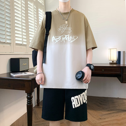 Bailedi T-shirt à manches courtes garçons 12-15 ans collégiens costume d'été 16 adolescents et enfants plus âgés vêtements d'été tendance et beau WY-6169 Lake Blue (manches courtes + short) 180 3XL (140-160Jin Jin équivaut à environ 0,5 kg)