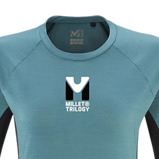 Milla milla trilogy femenina de lana merina de manga larga lana de camiseta de secado rápido, esquí, escalada de roca miv9955 n9887-shui azul s