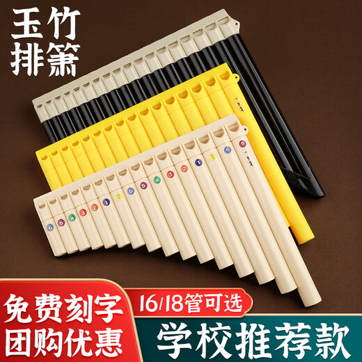 丝竹之音玉竹排箫16/18管c调初学专业演奏民族乐器儿童小学生专用排笛 升级款[16管/18管通用]米色+加