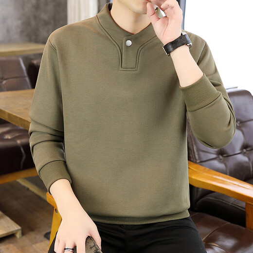 YISHion youth trendy sweatshirt men's half-turtle collar Henry collar bottoming shirt autumn and winter T-shirt spring top long-sleeved cotton feel comfortable dark gray 3XL