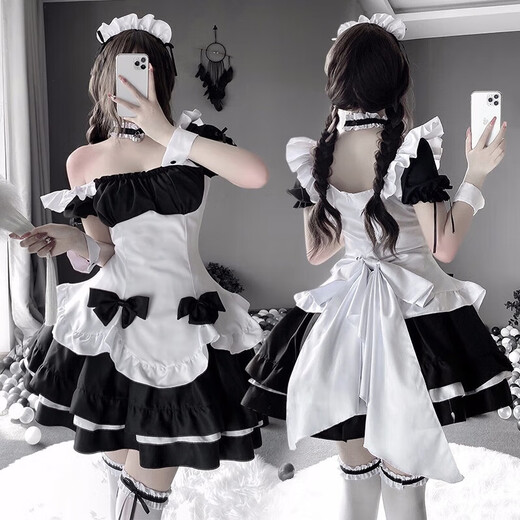 
Sexy large size female jk uniform seduction role play open crotch free pluggable milk lace big bow Lolita gorgeous maid suit black M9758 extremely dirty temptation ancient style Chinese suit