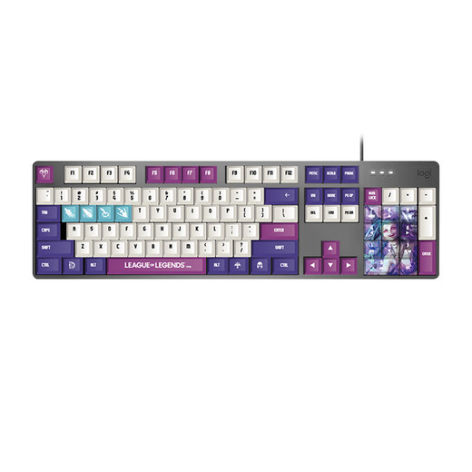 罗技（Logitech）K845机械键盘游戏电竞有线键盘电脑办公键盘个性定制键帽版送男生女友礼物 K845英雄联盟金克丝限定版 茶轴