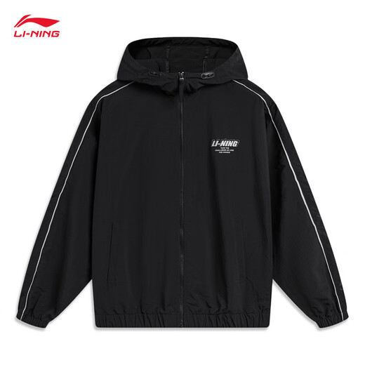 Li Ning Lotus Leaf Protective Trench Coat丨Sports Trench Coats Men and Women's Same Summer Water-Repellent Outdoor Mountaineering Suit Loose Jacket [Trendy and Fashion] Black 695-1 2XL