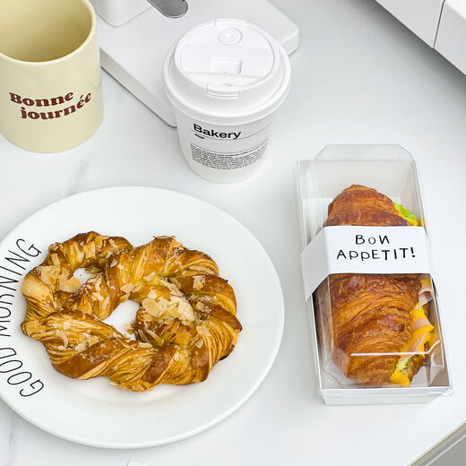 Chimi American hot dog packaging box rectangular bread croissant sandwich disposable baking packaging pancake box commercial rectangular box + transparent lid - 1000 sets