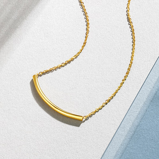 Saturday Fu 5G craftsmanship gold necklace women's smile bright pendant price A069740 about 2.71g 40+5cm gift