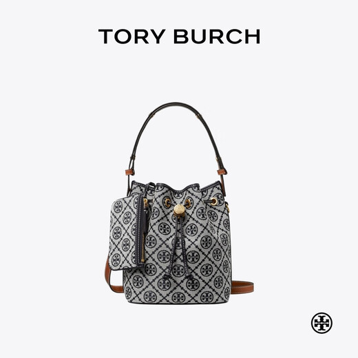 Tory Burch Valentine's Day Gift T MONOGRAM Jacquard Crossbody Bucket Bag Women's Bag 166414 Tory Navy Blue 405 OS