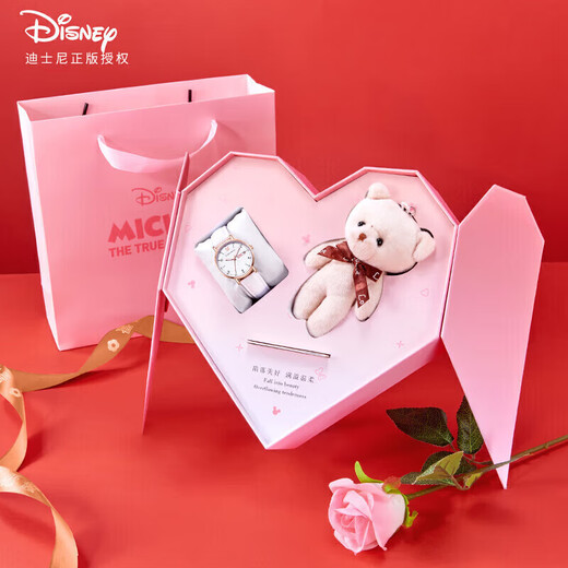 Disney (Disney) Women's Watch Fashionable Dual Calendar Girl's Watch Birthday Valentine's Day Back to School Gift for Girls Love Gift Box