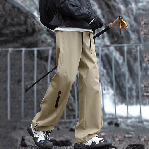 IZEXX functional assault casual pants men's autumn windproof and waterproof loose straight workwear long pants IZ36 black L